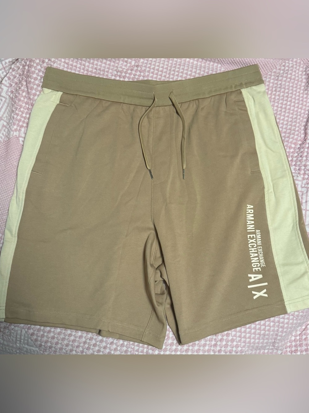 Armani Exchange Shorts Mens XL Brown Beige Sweats Joggers Knit Comfort Lounge